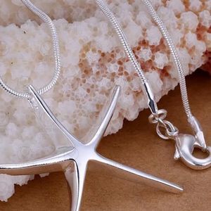 Fashion Jewelry Silver Freeform Large Starfish 16" .925 Silver Chain